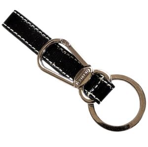 🗝️ Y2K Coach Black Patent Leather Hangtag Fob Purse Bag Charm Keychain Key Ring